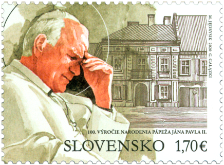 Poštová známka „Spoločné vydanie s Poľskom: 100. výročie narodenia pápeža Jána Pavla II. (1920 – 2005)“